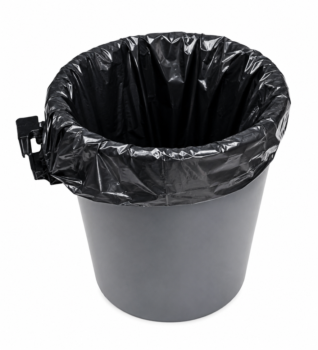 Commercial Can Liners – 60 Gallon Black LLDPE (38x58, 1.5 MIL) Roll 100/Case