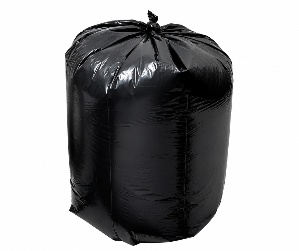 Commercial Can Liners – 60 Gallon Black LLDPE (38x58, 1.5 MIL) Roll 100/Case