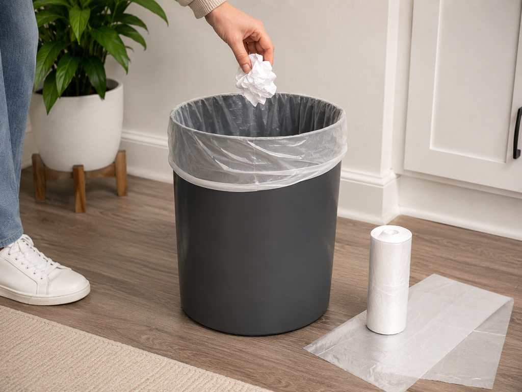 10 Gallon Clear Trash Can Liners, 50 bags per roll