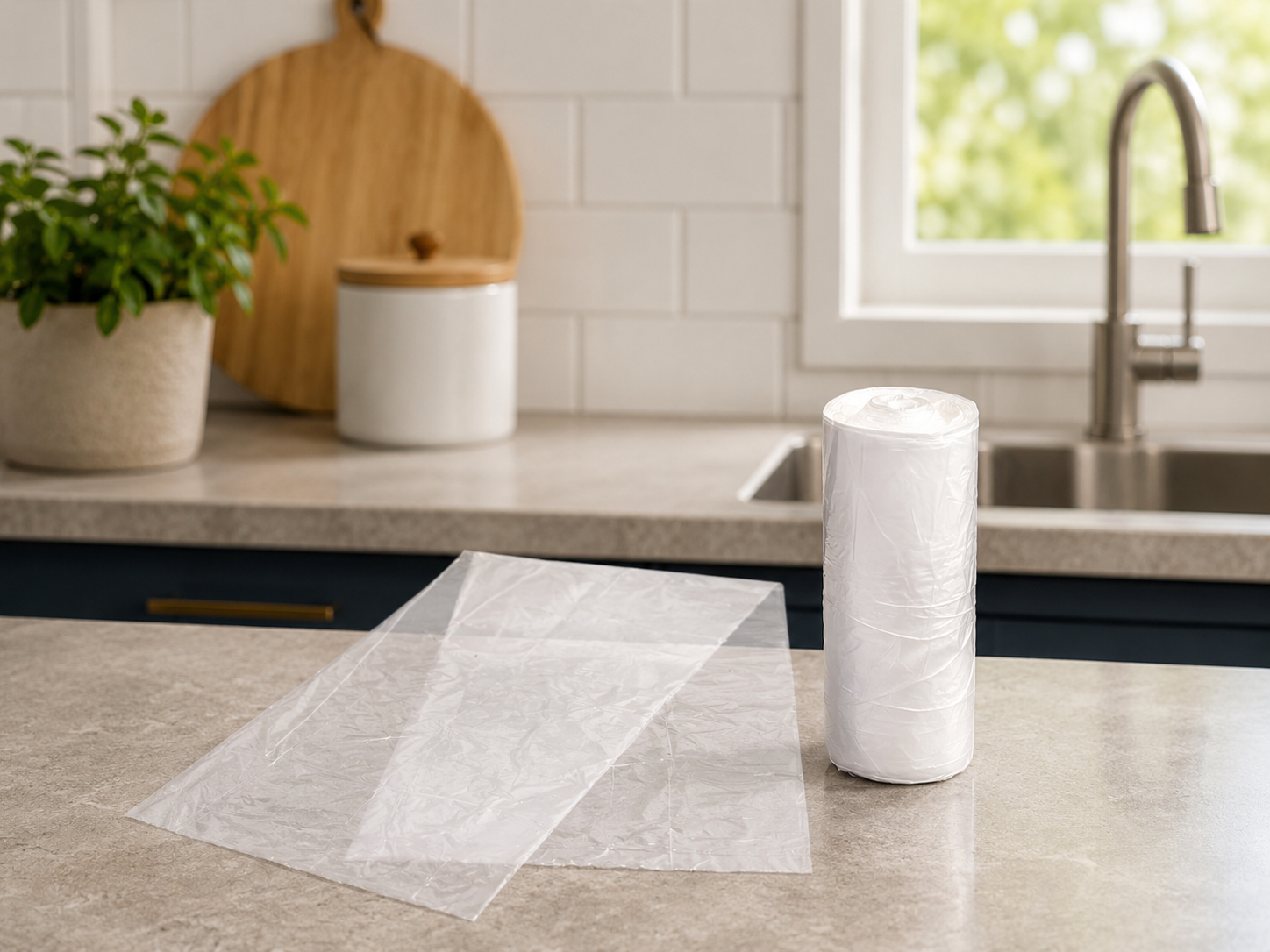 10 Gallon Clear Trash Can Liners, 50 bags per roll